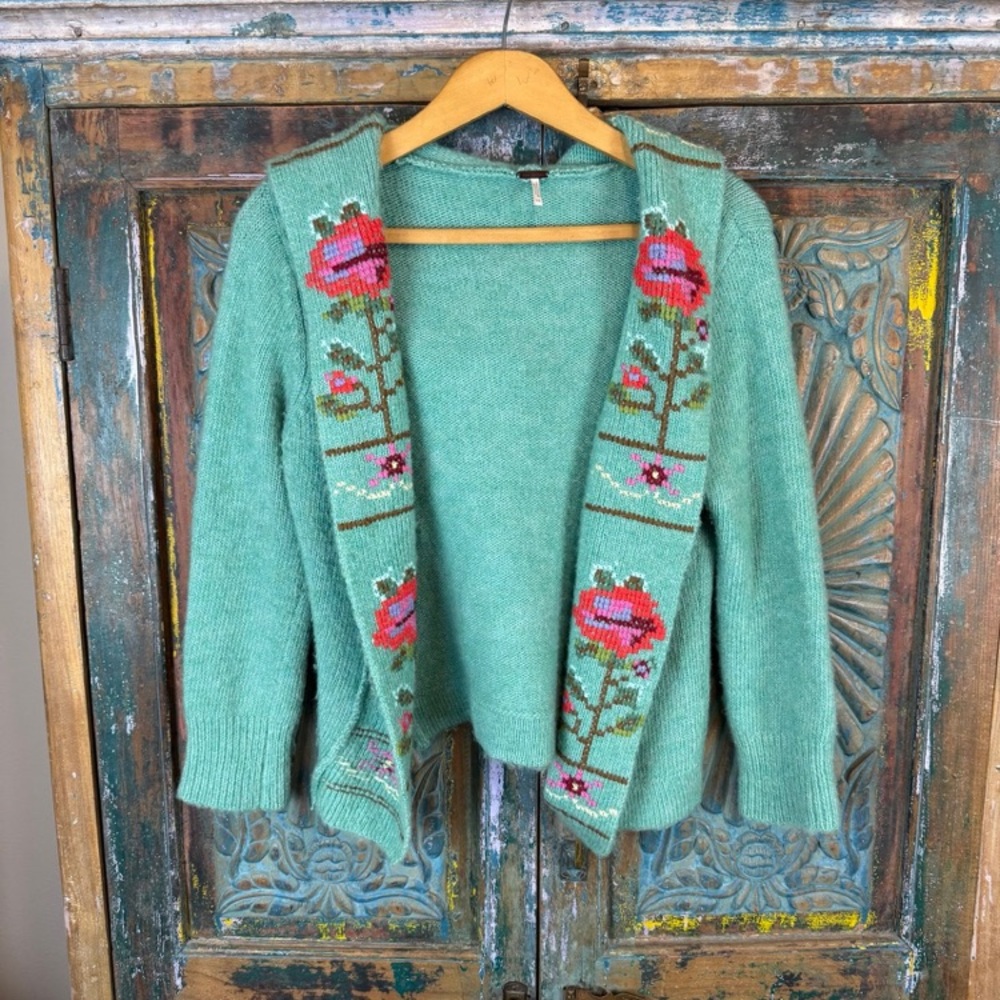 ISO Vintage Free People Cross-Stitch Cardigan